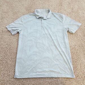 Anetik Polo Shirt Mens Large Gray Palm Leaf Tropical Ultralight Outdoor UPF 30+